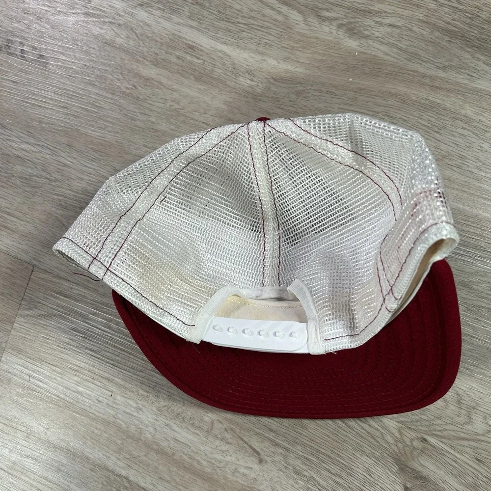 VTG 80s Alabama Crimson Tide Snapback Hat College AJD Red White Trucker Cap USA